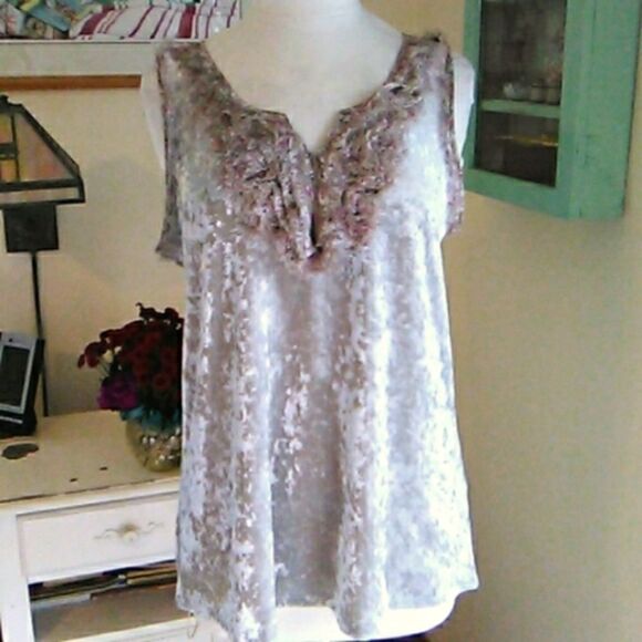 Michael Farrell Velvet Embellished Top - Picture 1 of 11